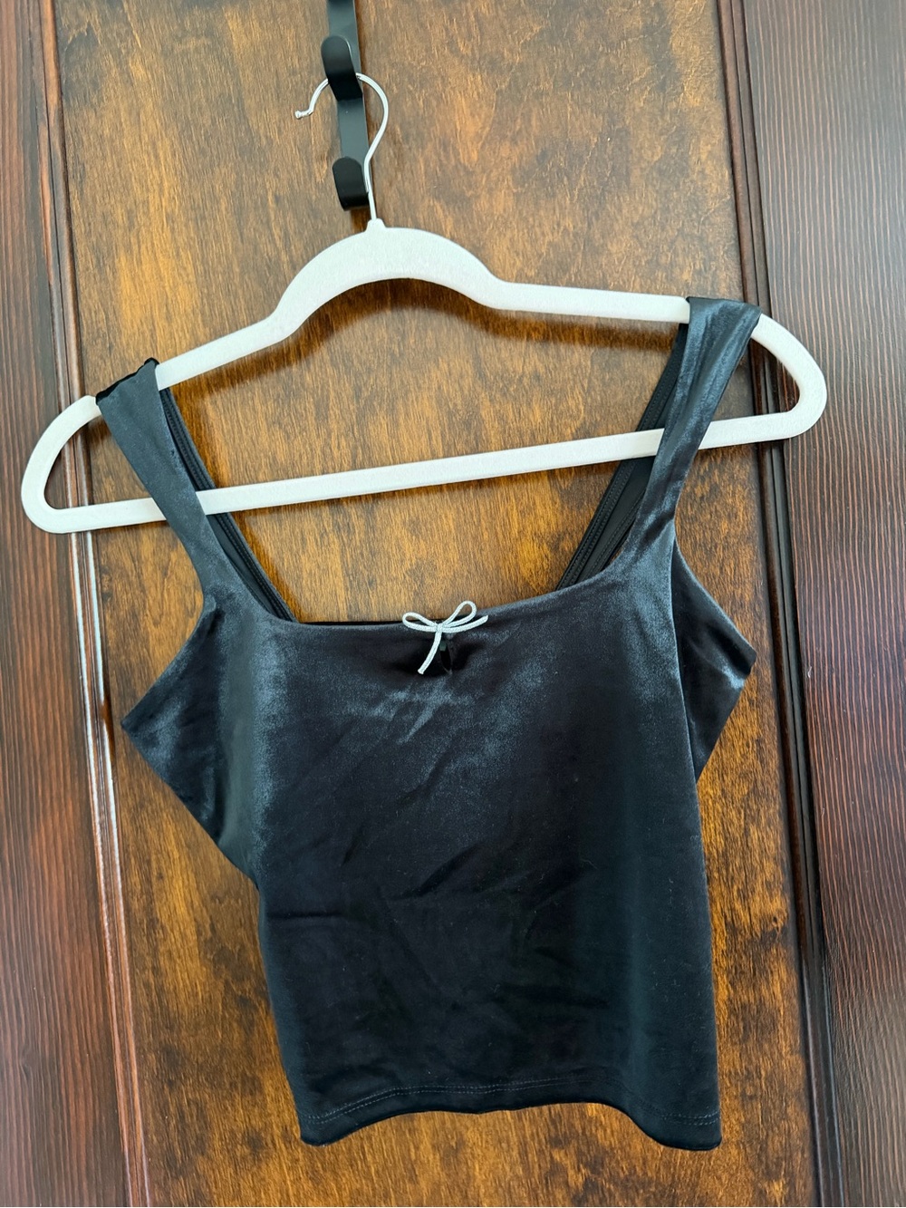 Target Black Velvet Crop Tank with Bow Detail